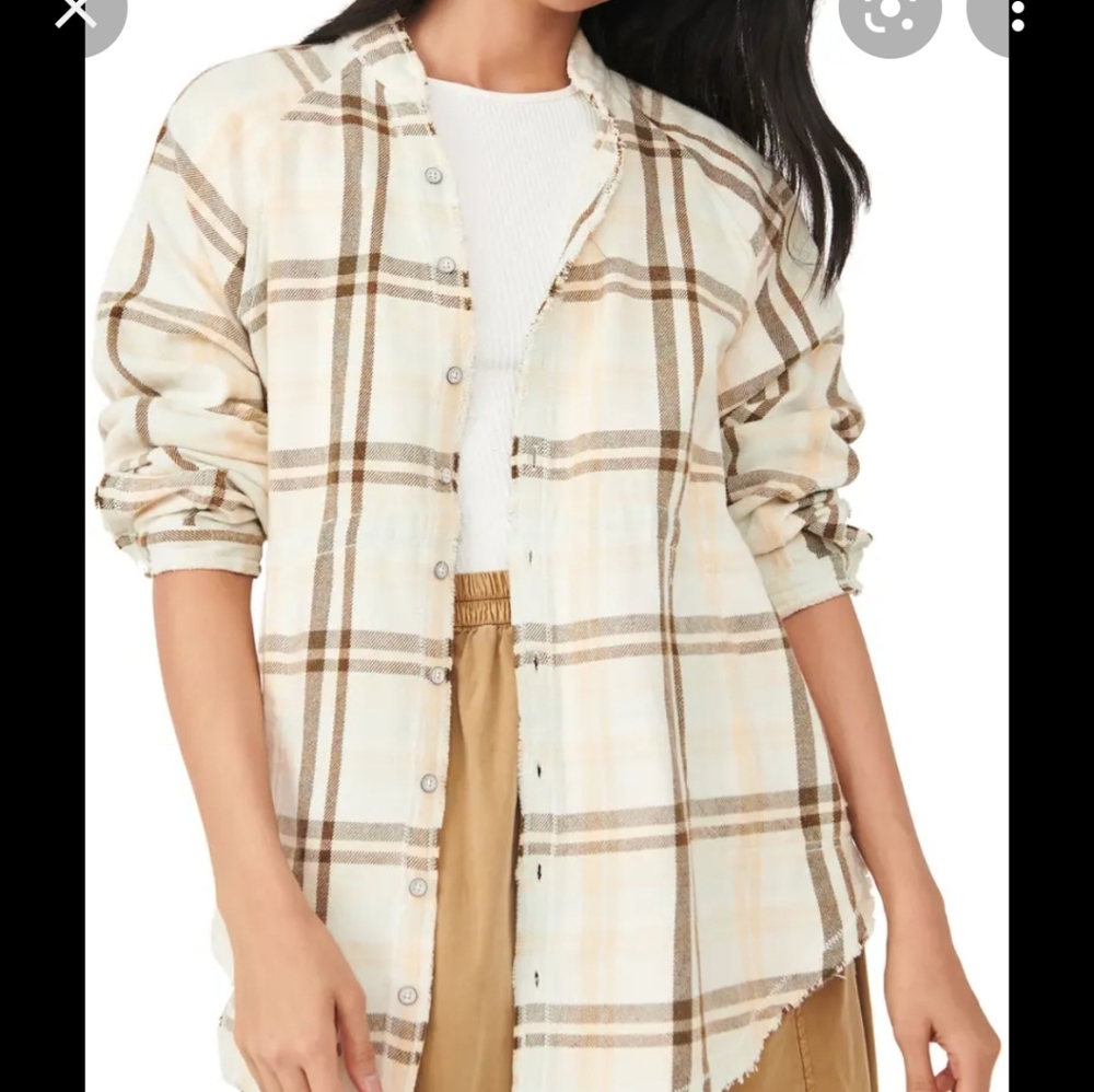 NWT - Free People Summer Daydream Plaid button down shirt -  Size S
